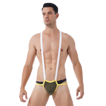 Men's Sexy Bulge Pouch Lingerie Panties / Wrestling Singlet Leotard Hollow Out Bodysuit - EVE's SECRETS